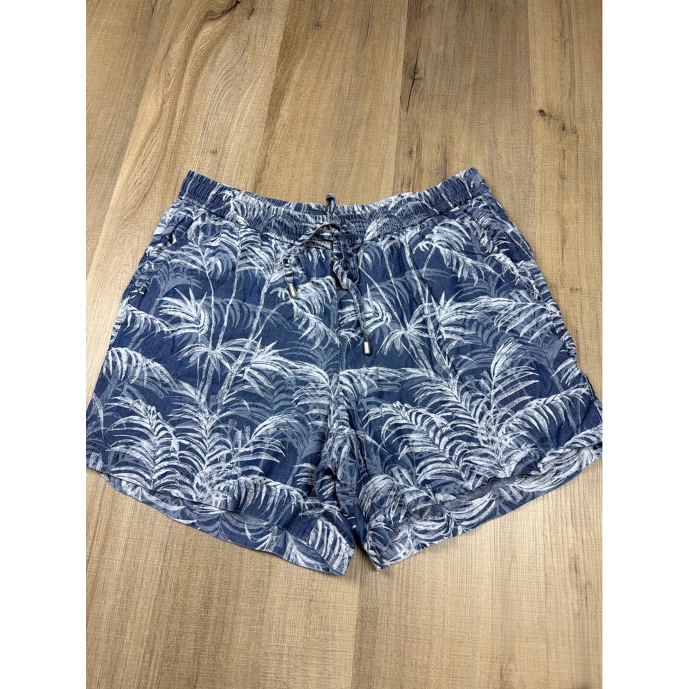 Tommy Bahama Womens Blue Tropical Palm Print Tencel Shorts TW817352 Medium NWOT